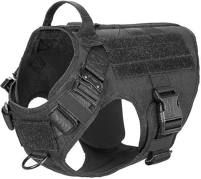 Tactical Dog Harness With 2x Metal Buckle Dog Walking Training Molle Vest With Handle Hook And Loop Panels For Dog Patch