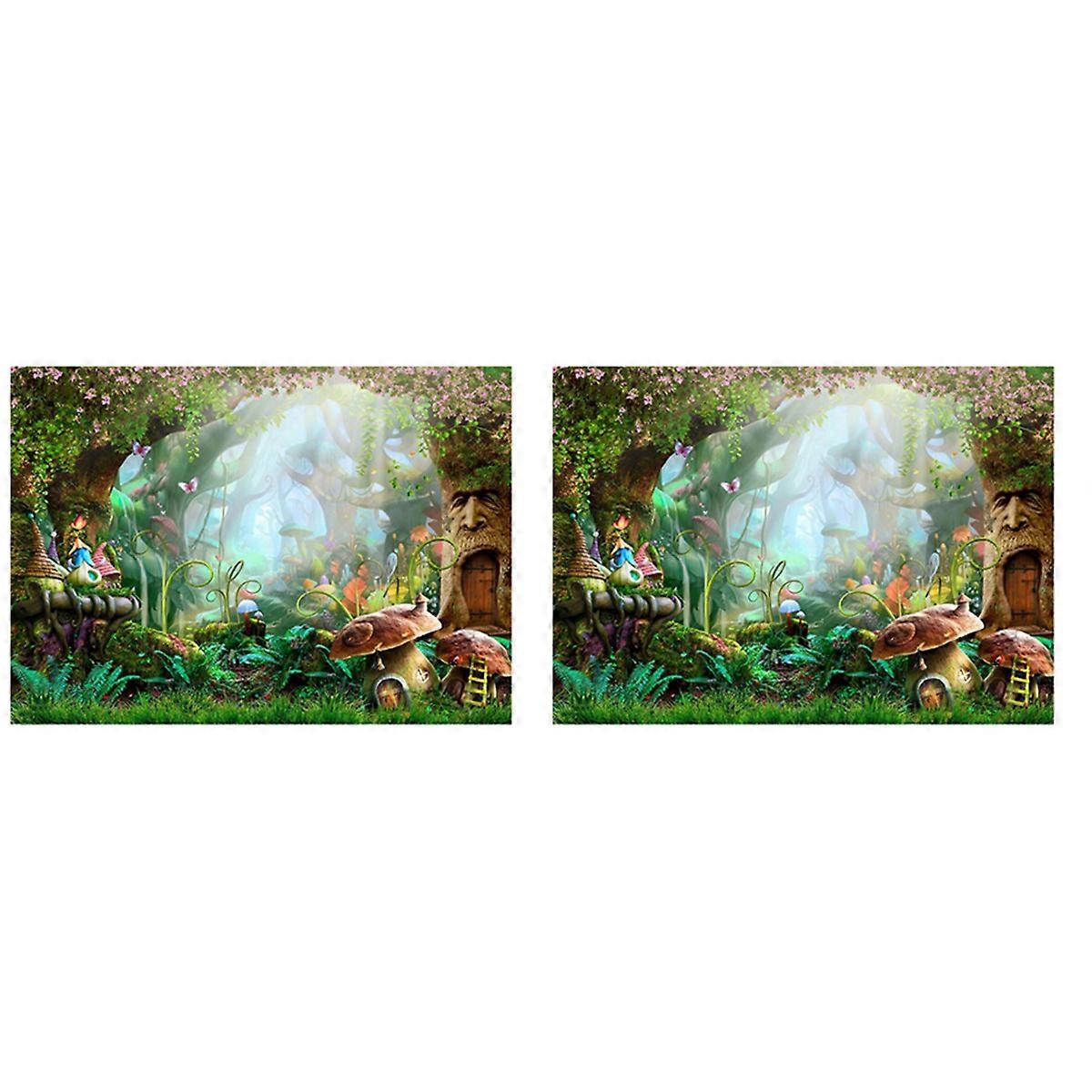 2pcs 7X5Ft Washable Fabric Photography Background Fairytale Dreamlike Nature Life Background Photogr