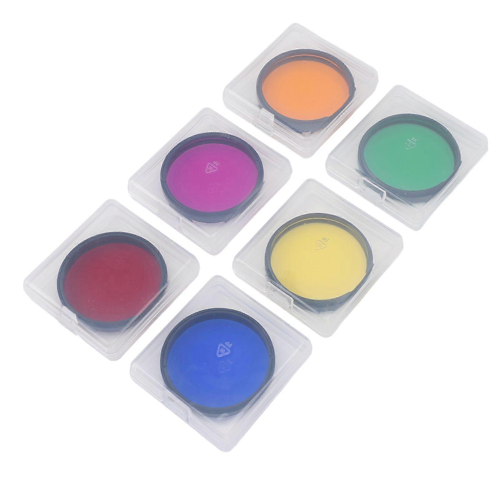 2 Inch Telescope Eyepiece Moon Filter Set 6 Colors M48x0.75mm Telescope Nebula Filter Moon Filter for Planetary Observation