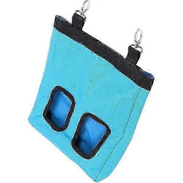 Rabbit Hay Feeder Bag Hay Bag Hanging Feeder Pig Hay Feeder Storage Small Animal Feeding Bag for Rabbit Guinea Pig (Blue)