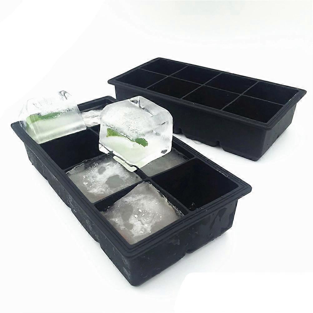 8 Cavities Silicone Ice Cube Trays Molds with Easy Release Square Shape for Candy Cake Pudding Chocolate Molds Black