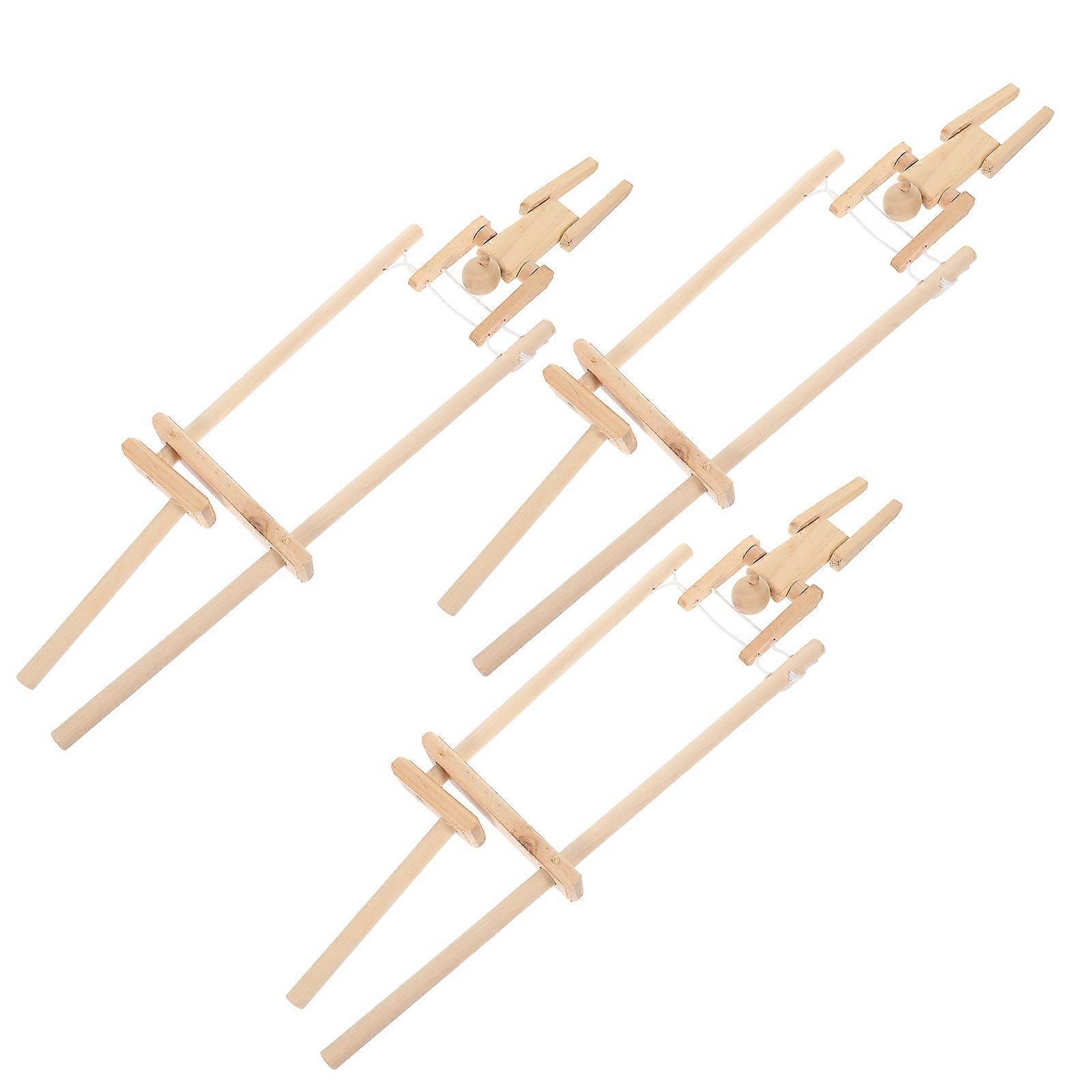 3pcs Unfinished Wooden Action Figures Natural DIY Dolls for Painting & Decoration, Sturdy Design to Stimulate Brain and Enhance Cognitive Skills