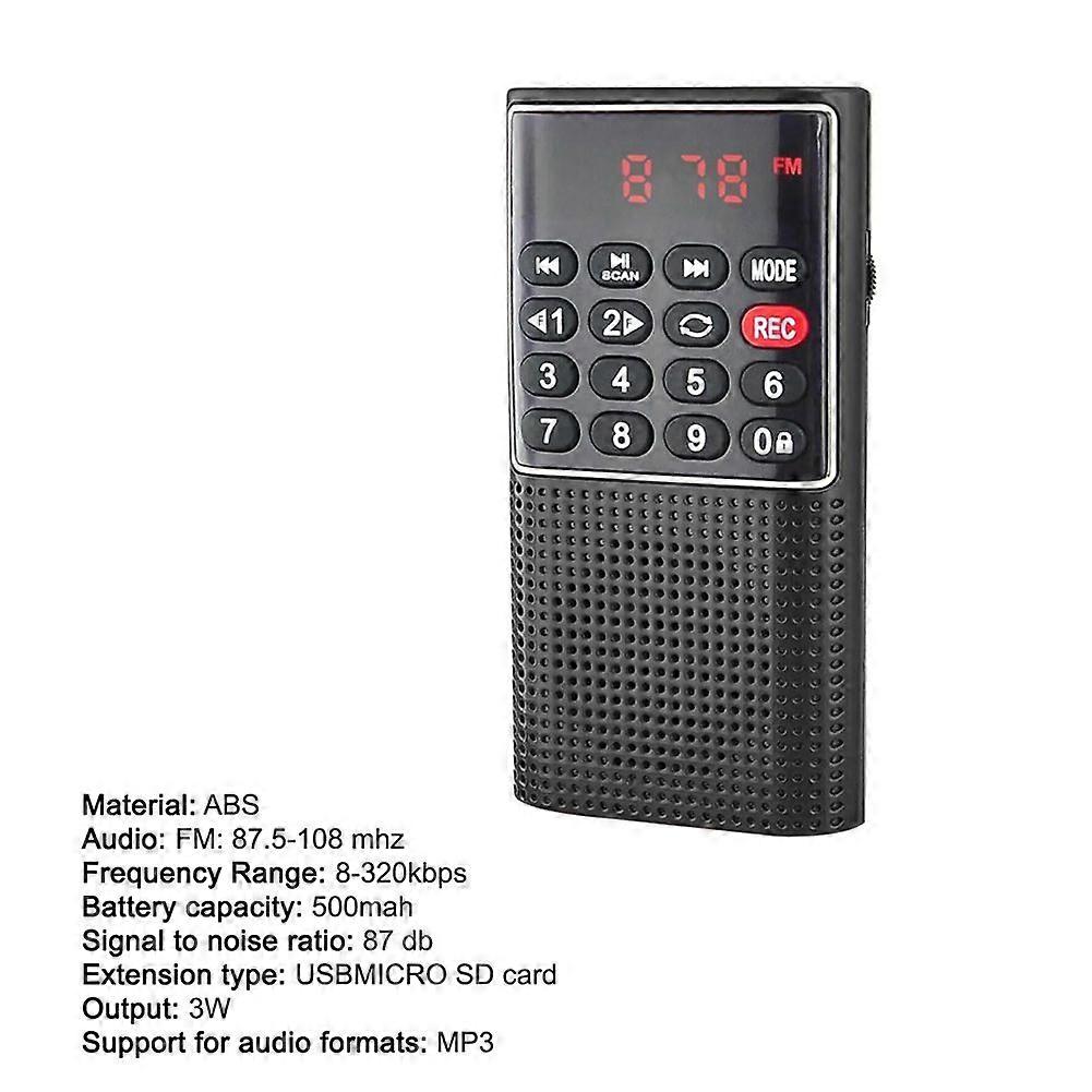 L-328 Pocket Radio Multifunctional Rechargeable Portable USB TF MP3 Player Handheld Speaker for Outdoor