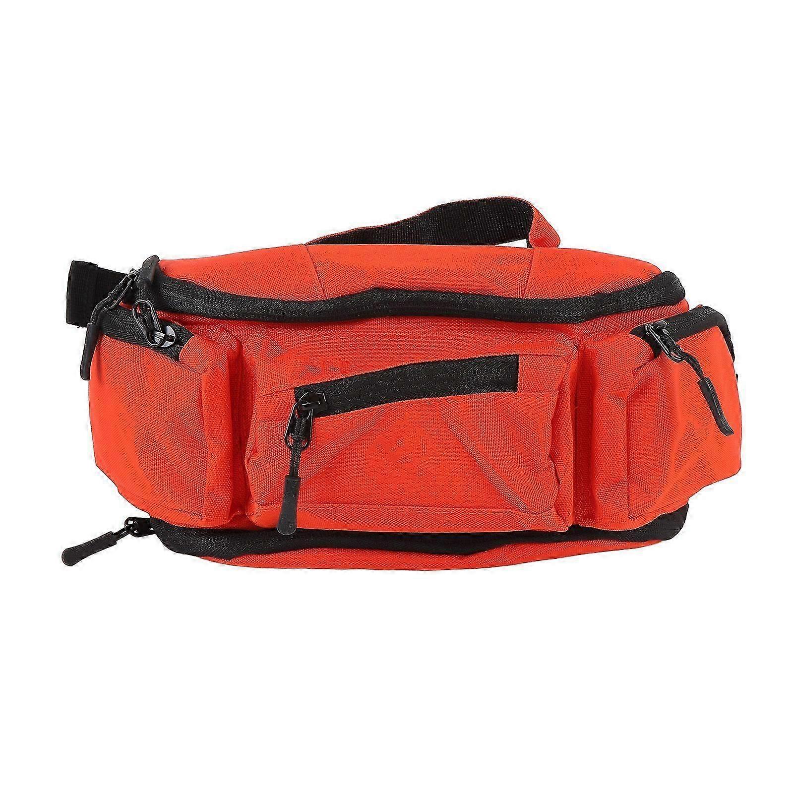 腰包防水大容量隔板收纳可调节腰带腰包，适合旅行远足跑步户外运动橙色