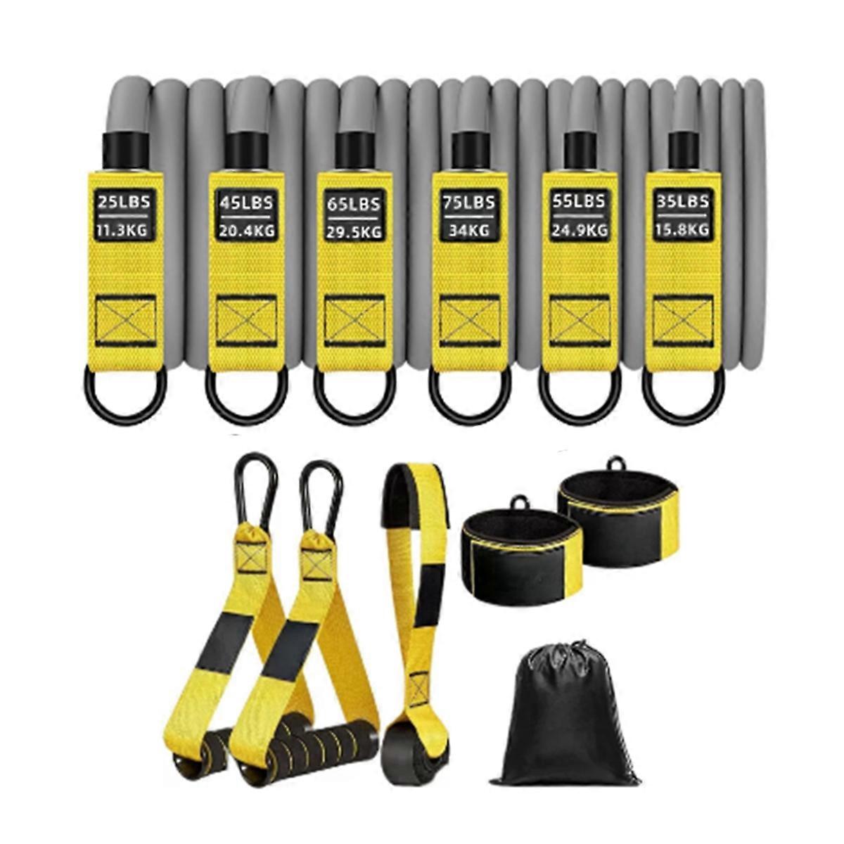 300LBS High Strength Resistance Bands Training Set Yellow