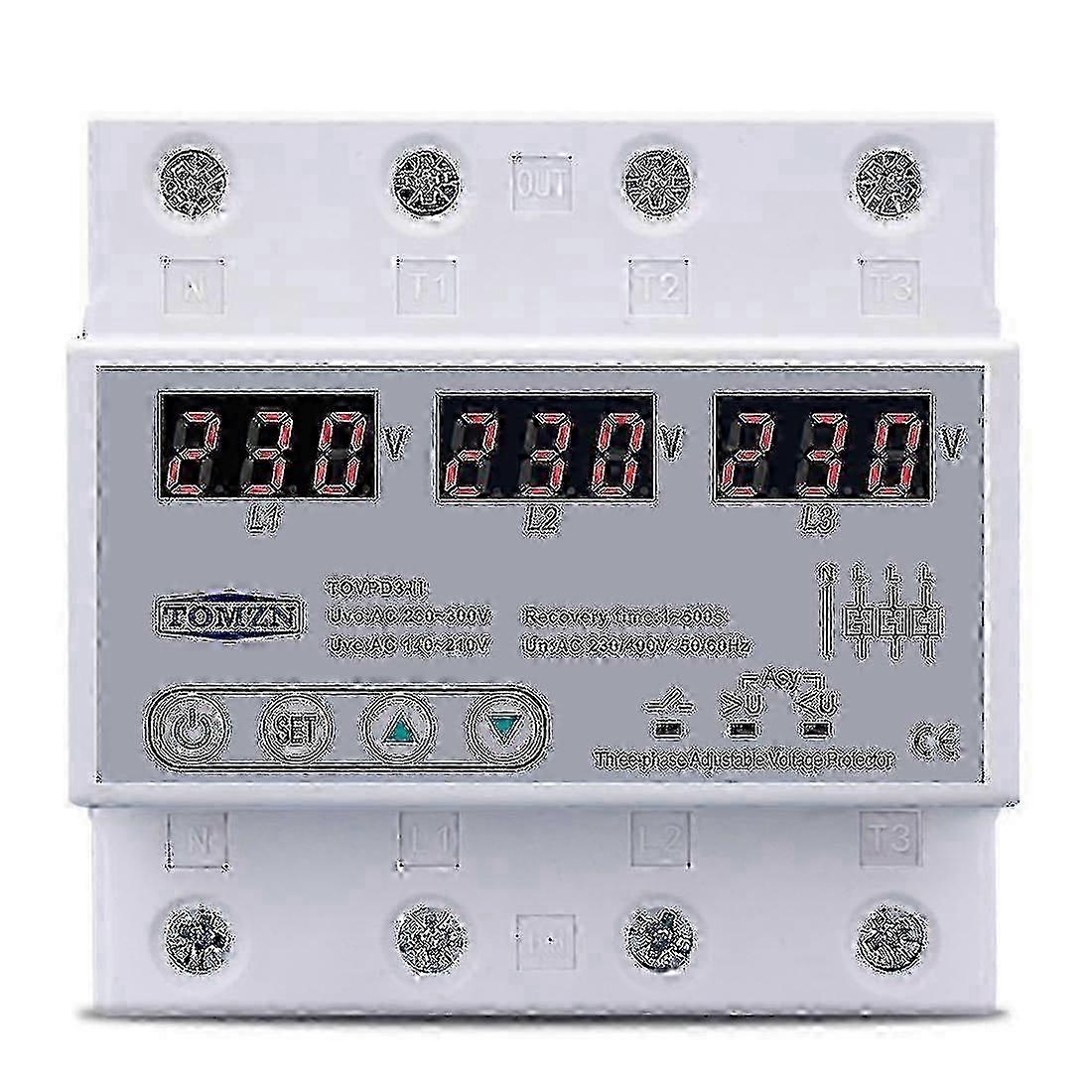 2025 Three Automatic Protective Device Reset 63a S2024 Phase Adjustable Over And Under Voltage Protector