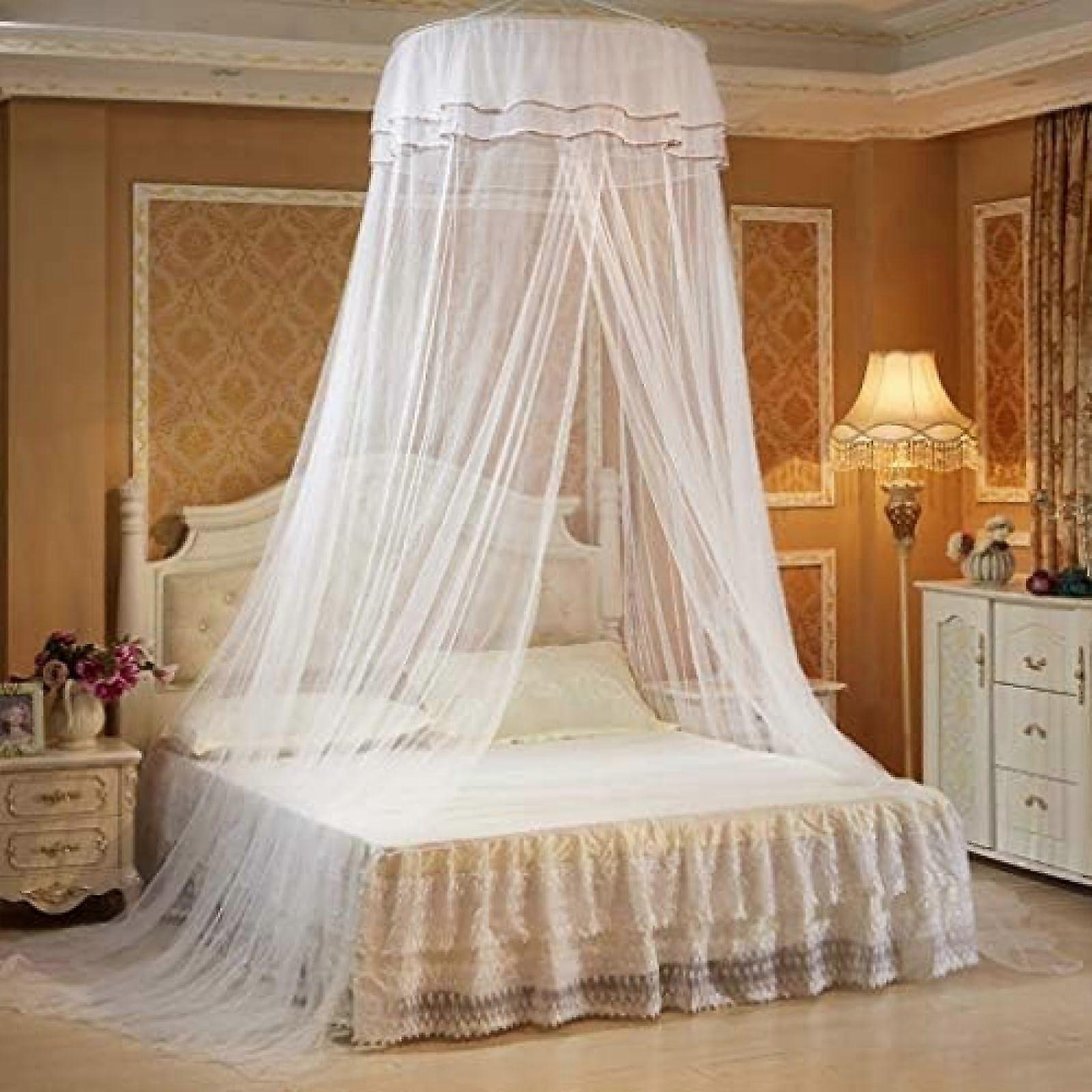 Mosquito Net For Bed Canopy Queen Kingsize With Stick Hook Twin Full Queen Crib Fire Retardant Fabric White