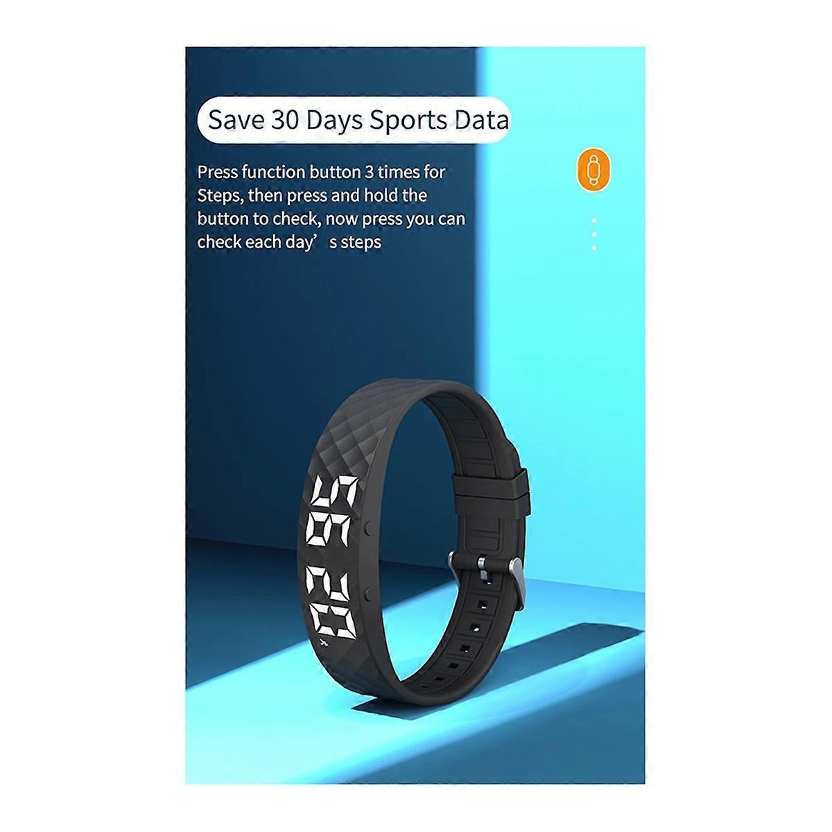 Smart Bracelet LED Digital Smart Clock Smart Band Running Pedometer Monitoring Smart Band Vibration Reminder Black