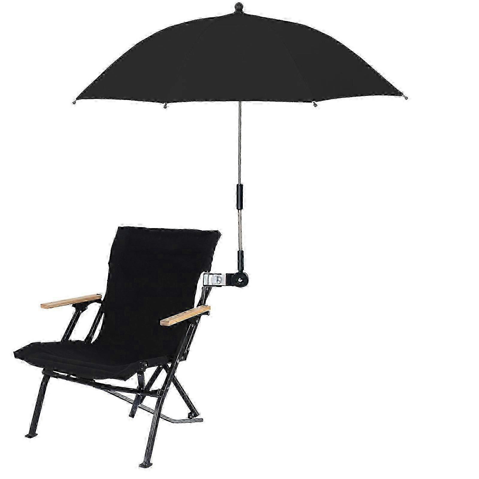 UPF 50+ Clip-On Chair Umbrella with Universal Clamp for Patio and Beach Sun Protection