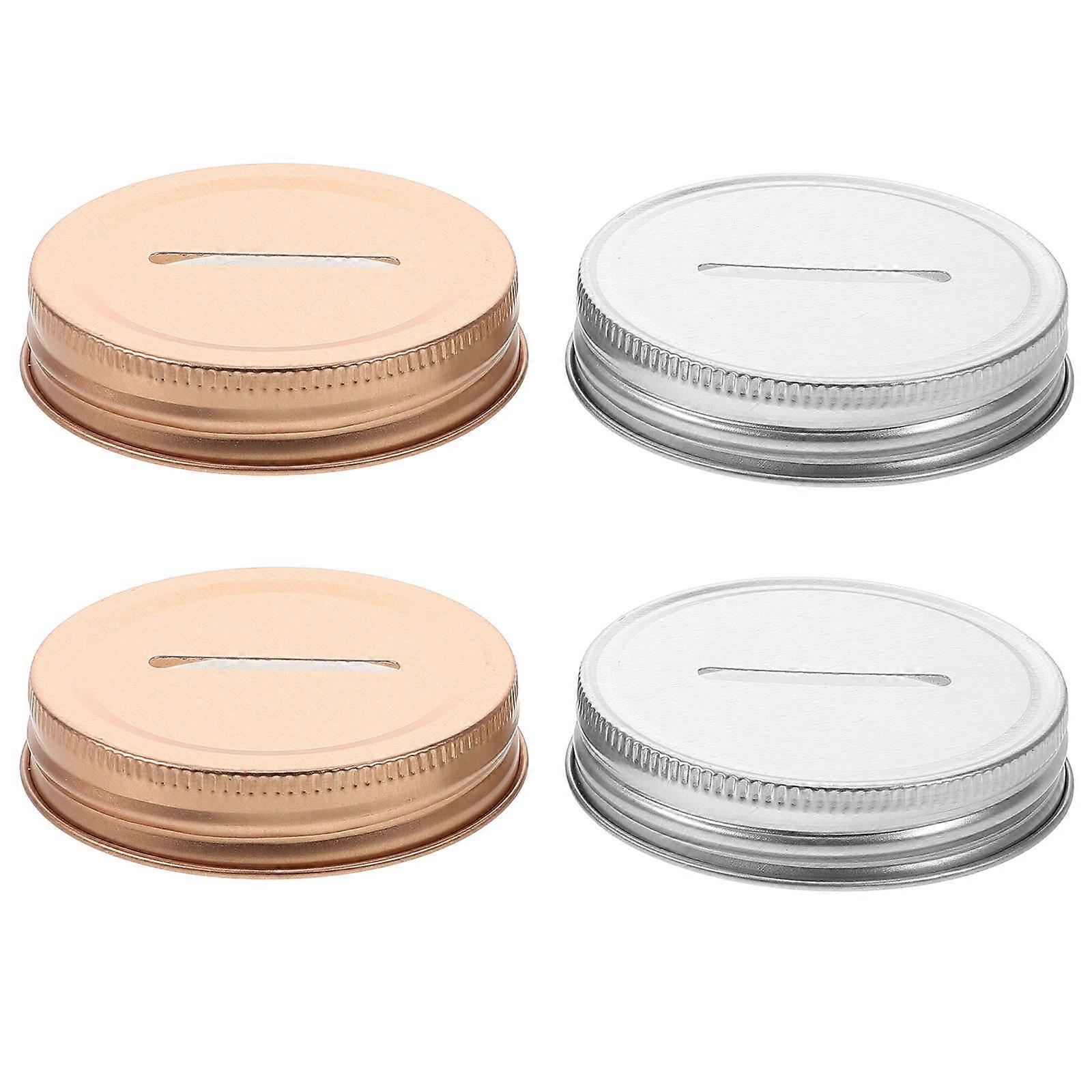 Assorted Color Mason Jar Lids for Saving Coins 4Pcs Tinplate Covers