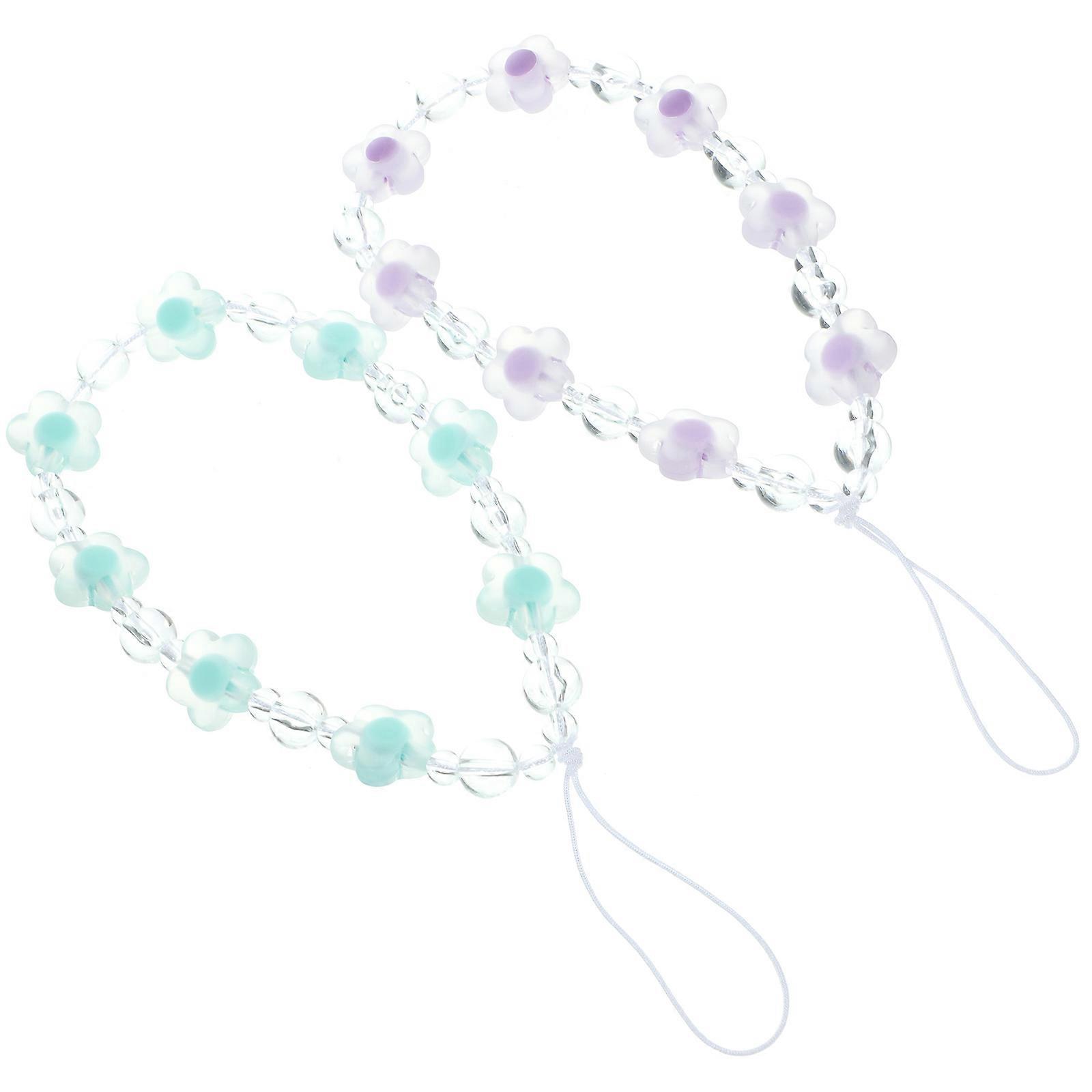 Phone Charm Flower Beaded Phone Wrist Strap for Mobile Use 6Pcs