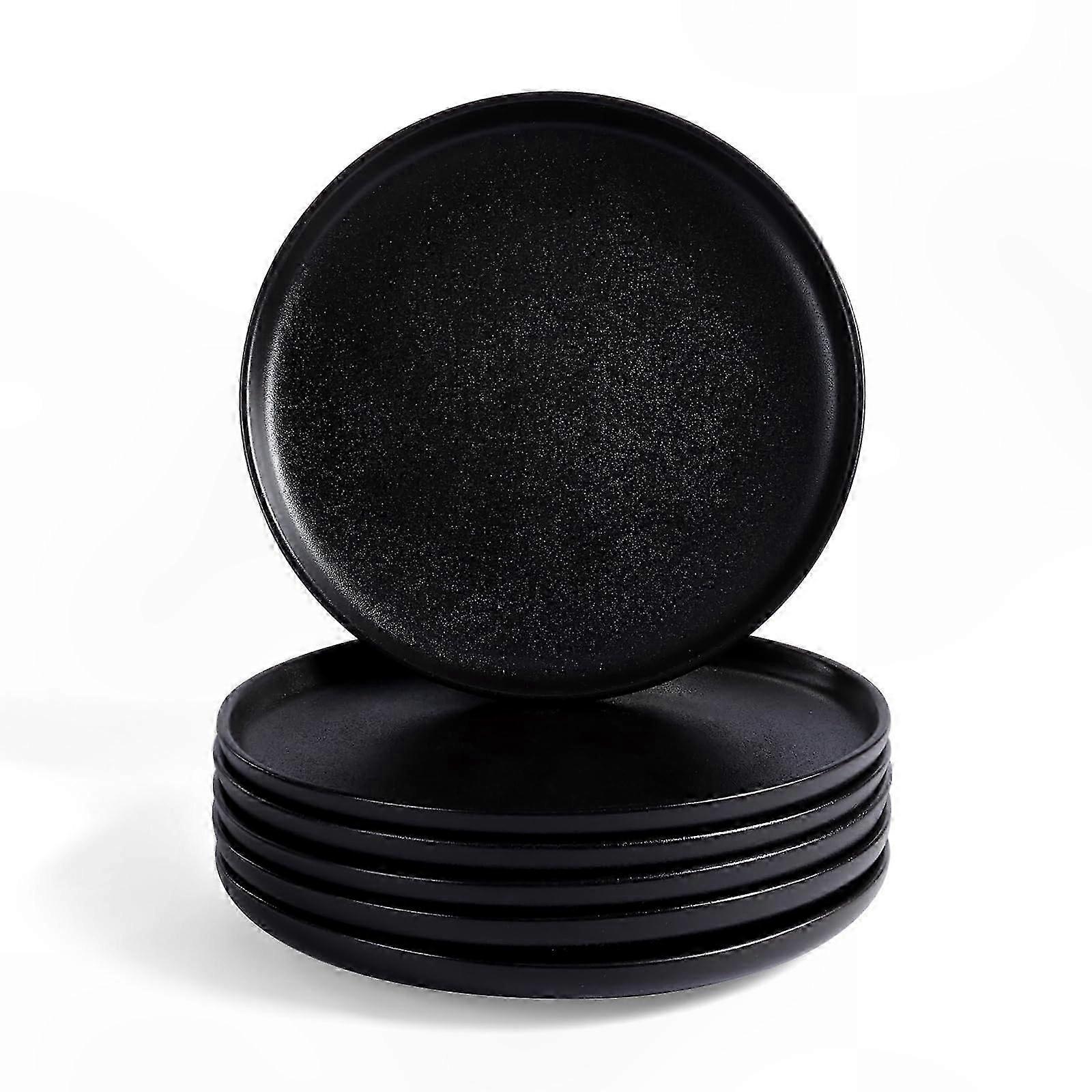 Matte Black Dinnerware Set of 6 for Kitchen and Microwave Use