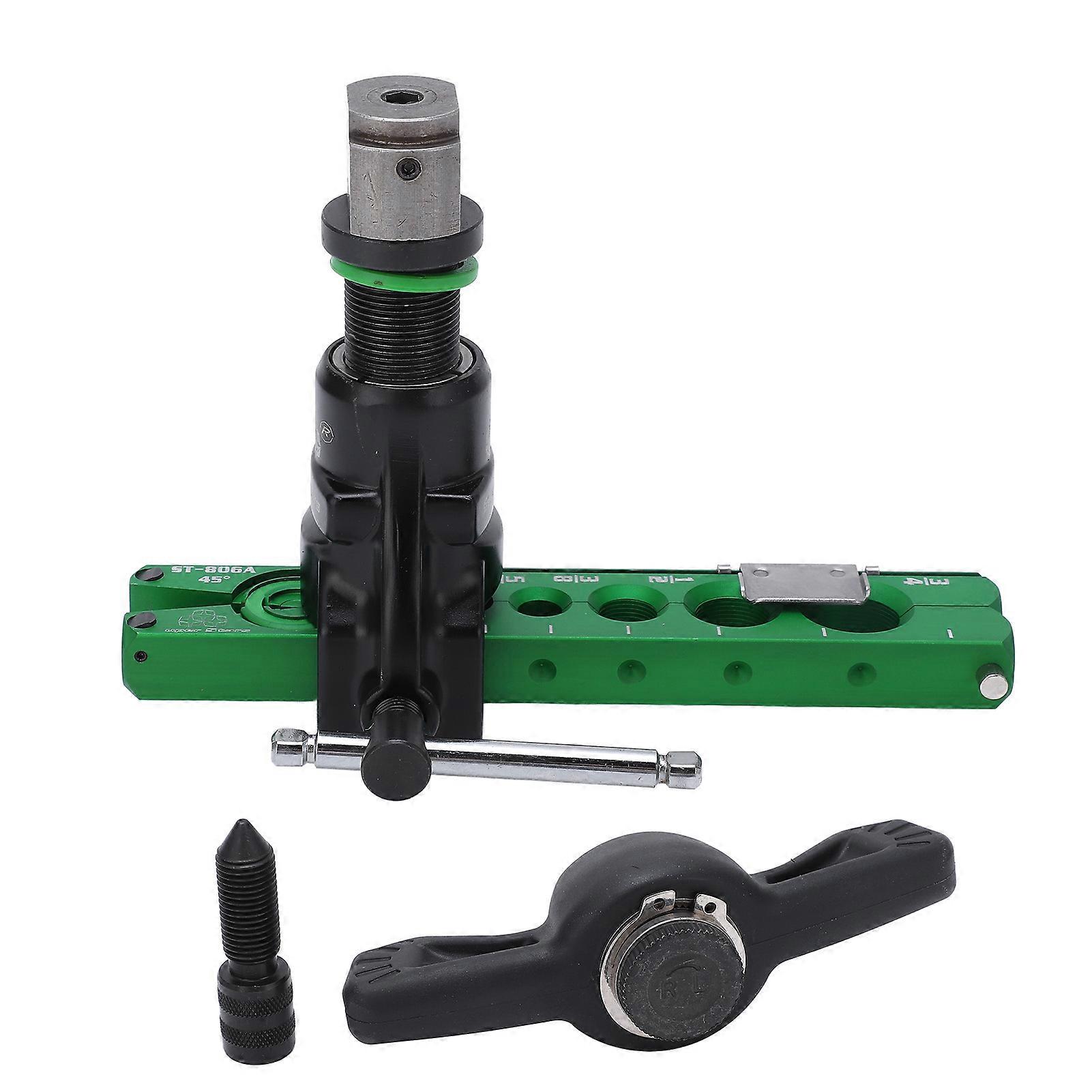 Universal Ratchet Pipe Flaring Tool with 45 Degree Eccentric Cone Expander and Manual Drilling Function