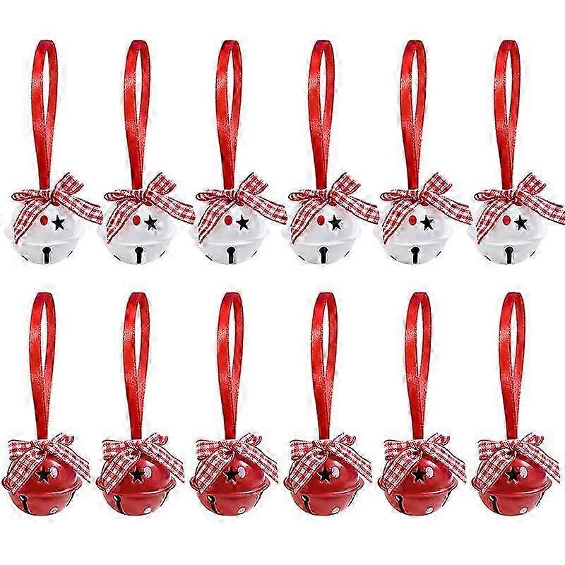 12 قطعة أجراس جلجل عيد الميلاد قلادة معدنية كبيرة شجرة عيد الميلاد معلقة زخرفة 2024 زينة عيد الميلاد للمنزل 2025 هدية رأس السنة الجديدة