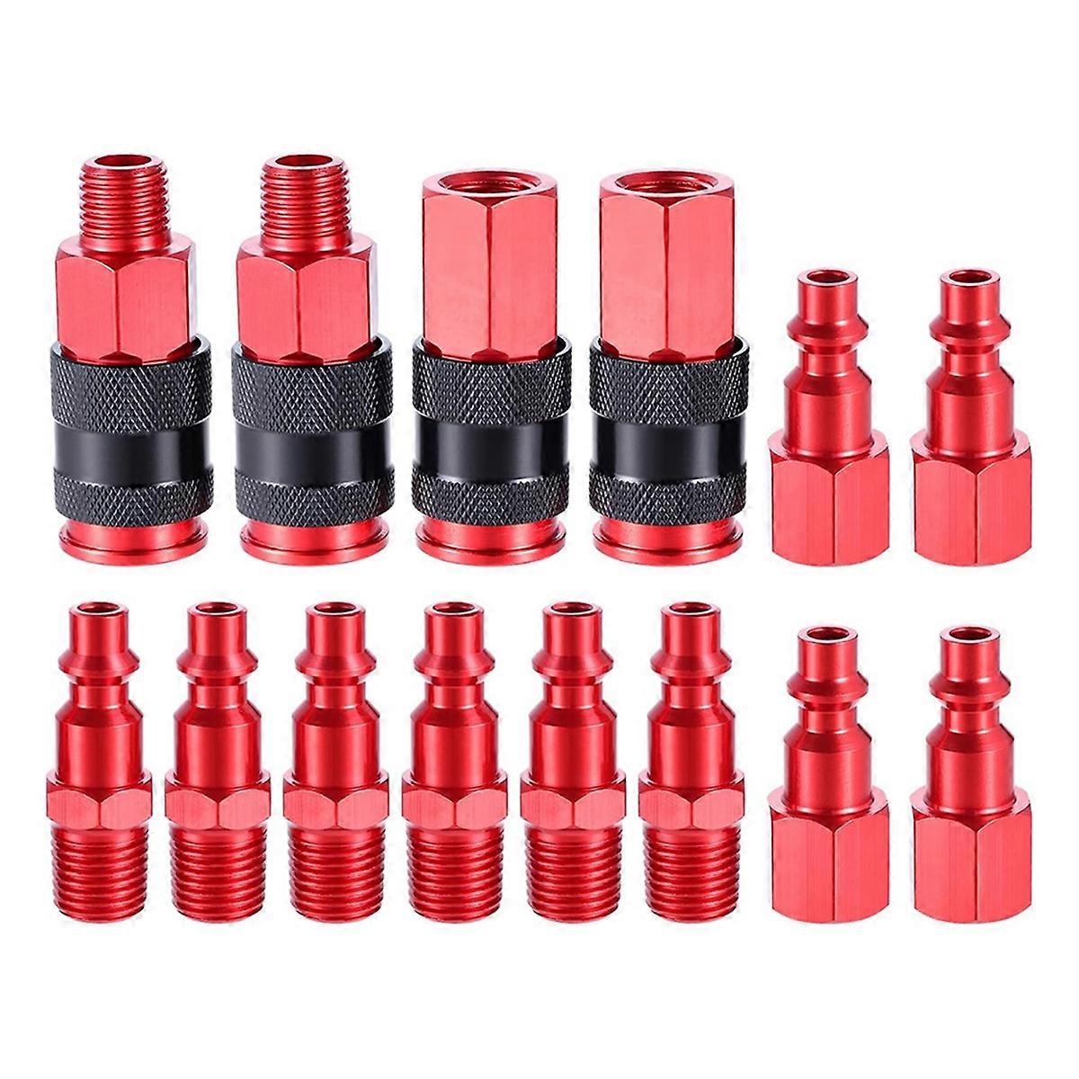 Quick Connect Air Hose Fittings, 1/4" NPT Quick Connect Air Coupler and Plug Kit with Aluminum Fitti