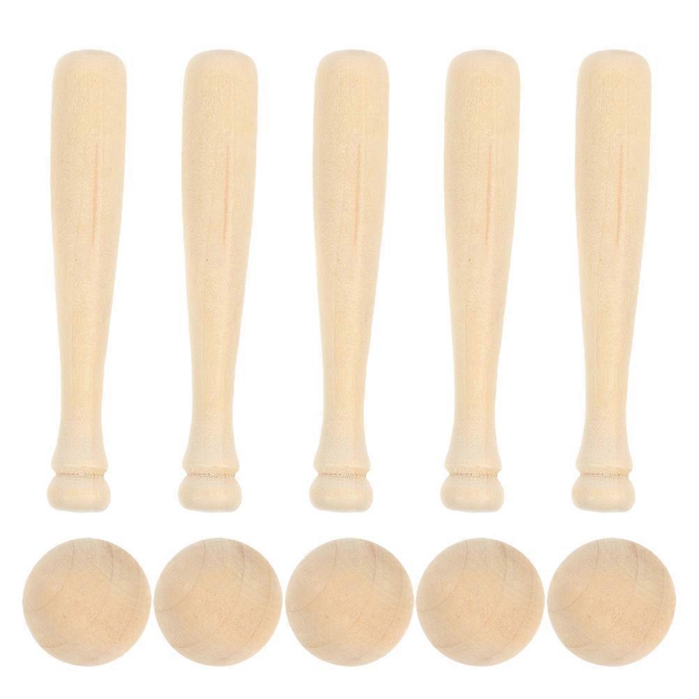 Baseball Set Wood Baseball Bats for Toy Display Item Diy Activities Beige Wood Material 1 Set