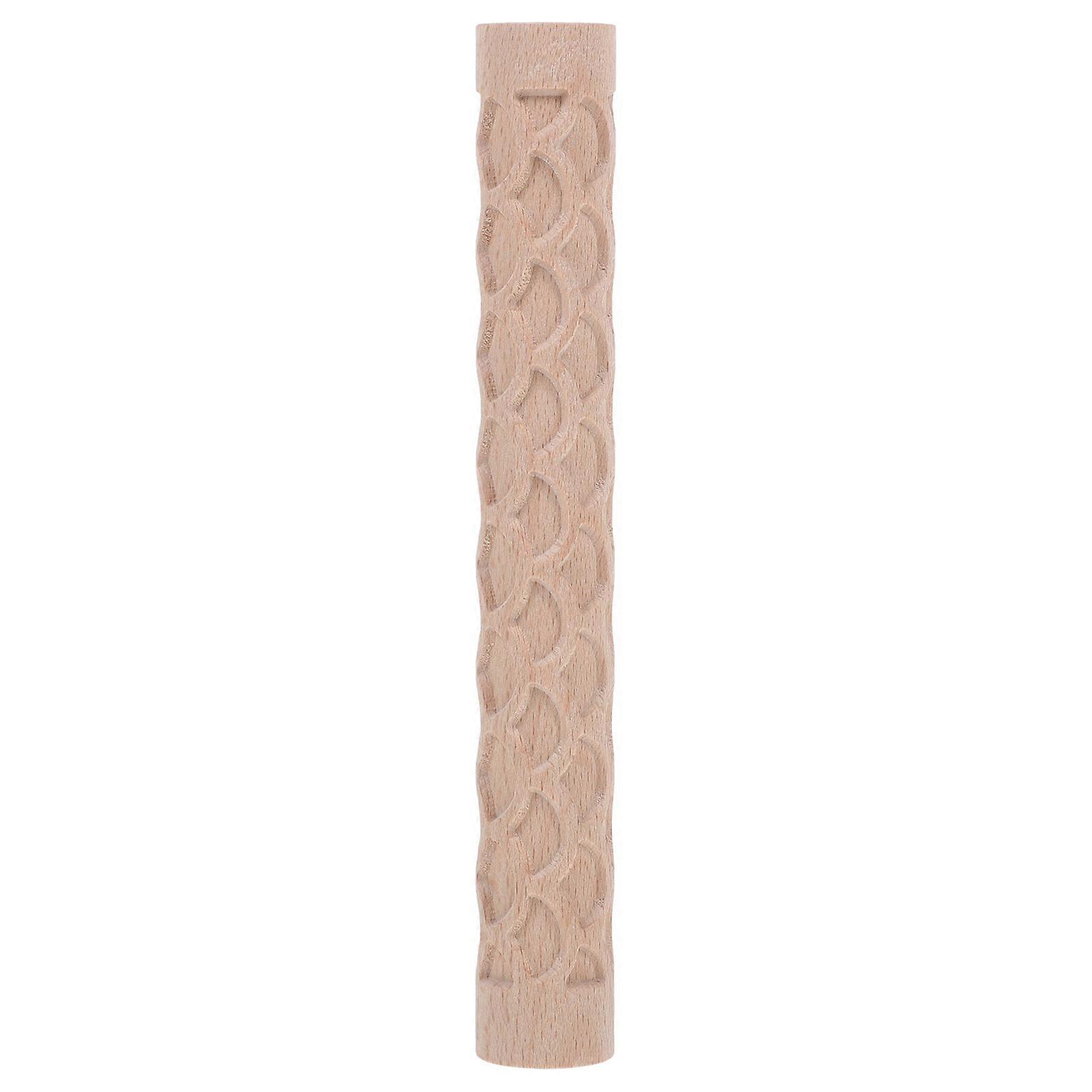 Versatile Embossed Rolling Pin 4Pcs For Clay And Baking Cylindrical Wooden Roller Designed For Crafting Enthusiasts Suitable For Multiple Functions