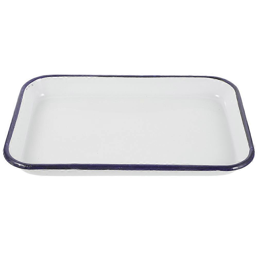 Rectangular Enamel Baking Dish For Kitchen Cooking Enthusiasts 35X24X2.5CM Grilling Serving Tray 1Set