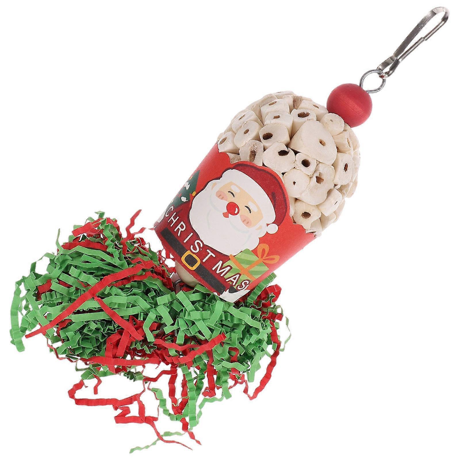 Parrot Hanging Toy Bird Toy for Chewing 5Pcs Xmas Theme Hanging Set