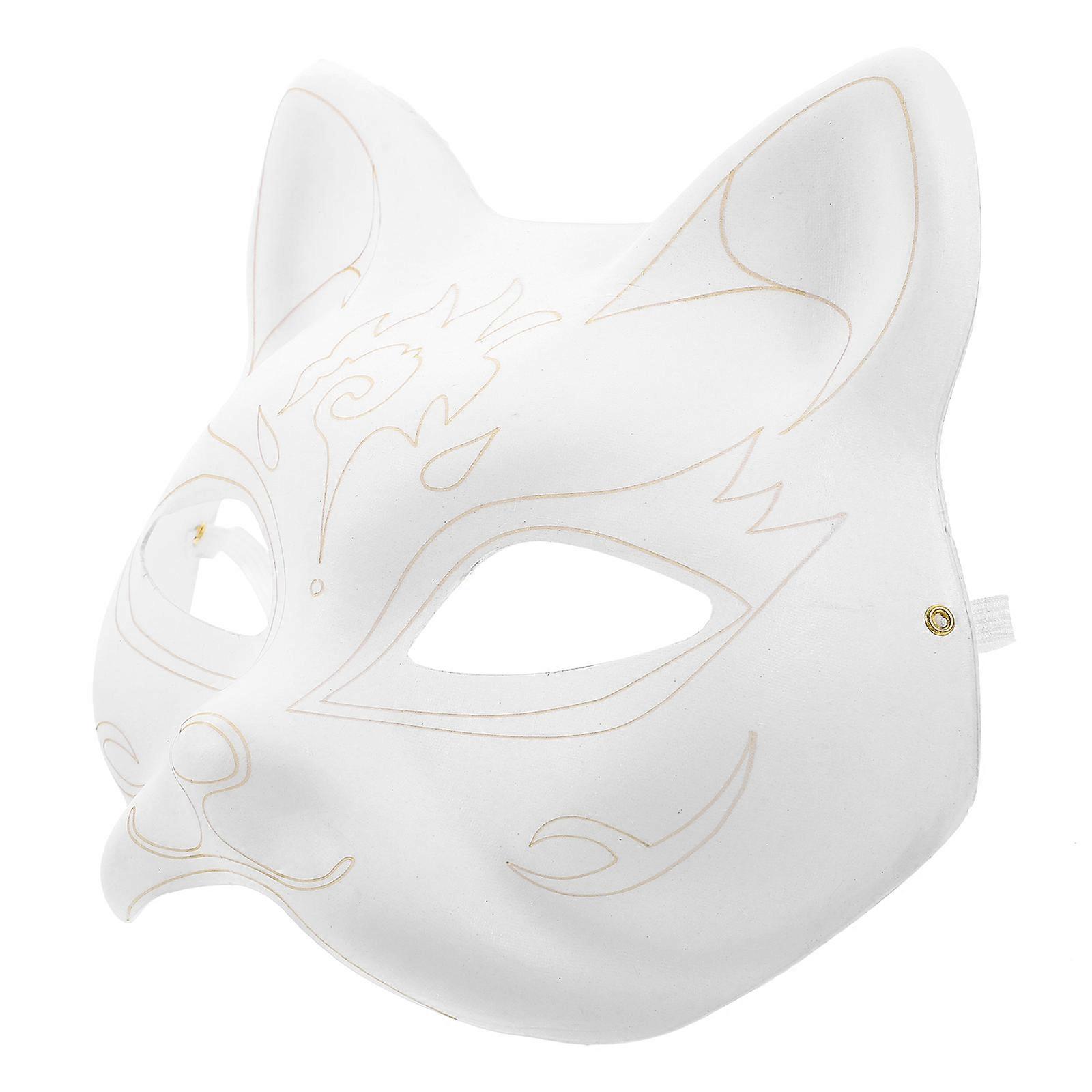 Unpainted Cat Shape Paper Masks 2Pcs For DIY Arts And Costume Use Suitable For Parties Dimensions 18X16X7CM
