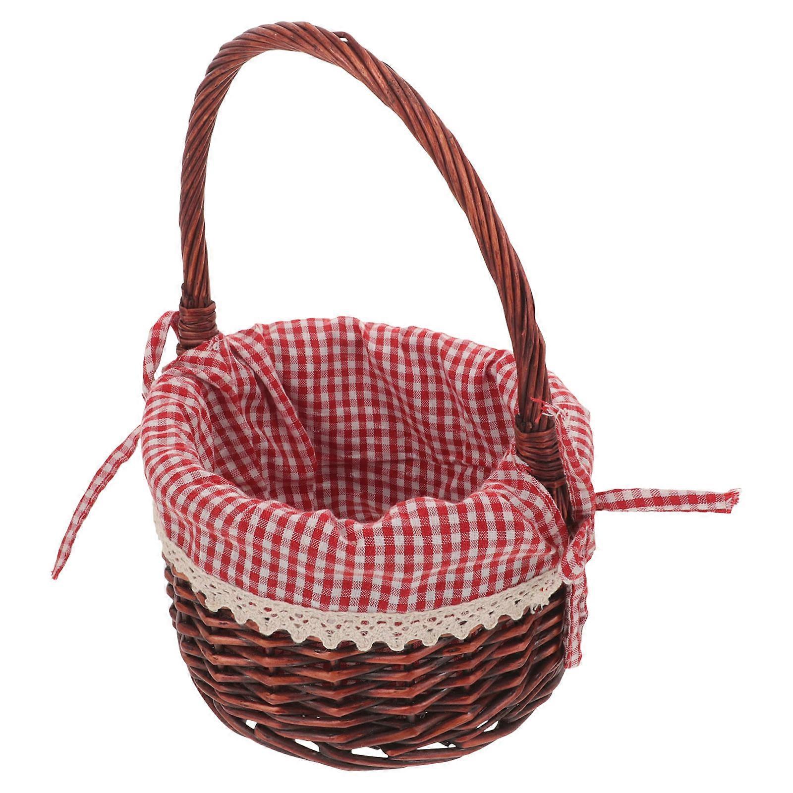 Durable Woven Basket with Handle for Flower Storage 2Pcs Assorted Color
