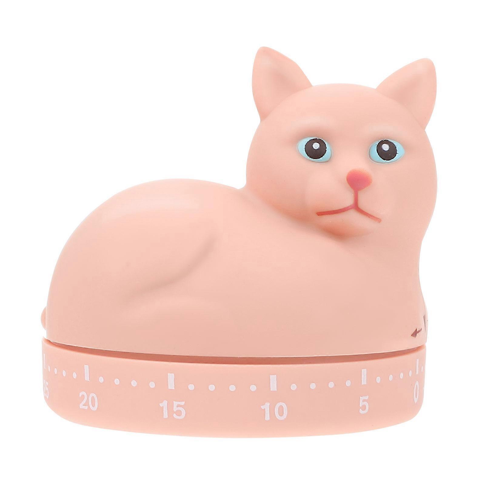 Mechanical Timer Kitchen Timer for Baking 2Pcs Pink Cat Shape Design