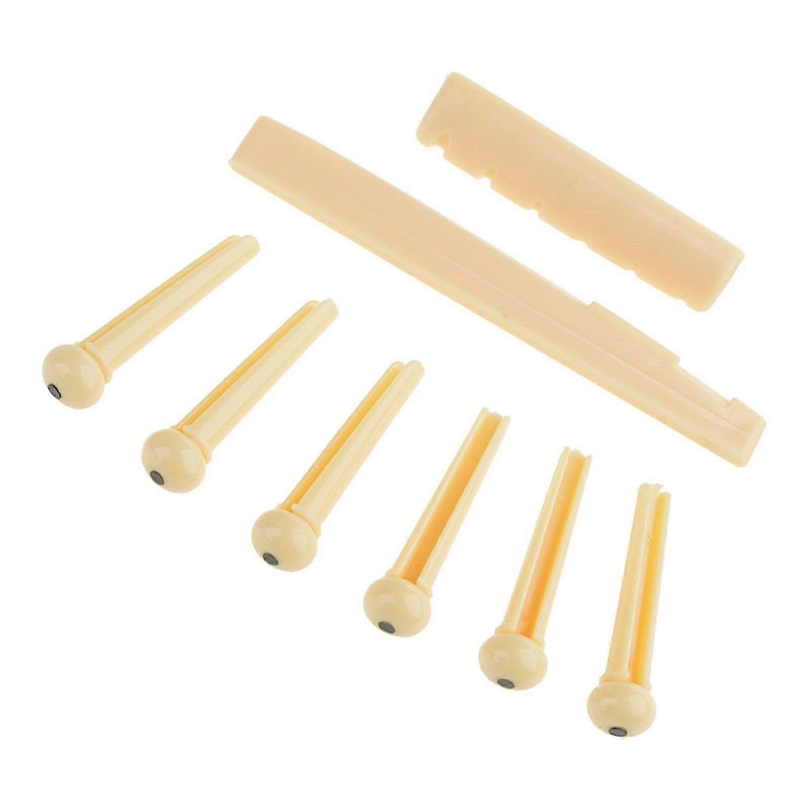 6 Strings Guitar Bridge Pins, Saddle Nut Acoustic Tailpiece Plastic Guitar Accessories for 6 String Style Replacements
