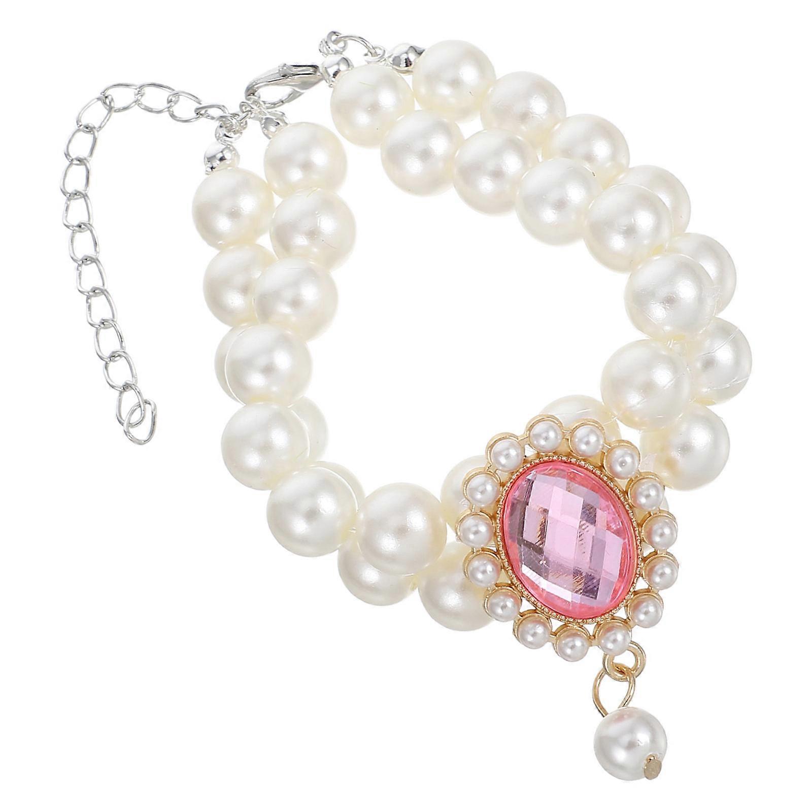 Small Collars Double Layer Pearl Necklace for Pet 3Pcs Adjustable Fit