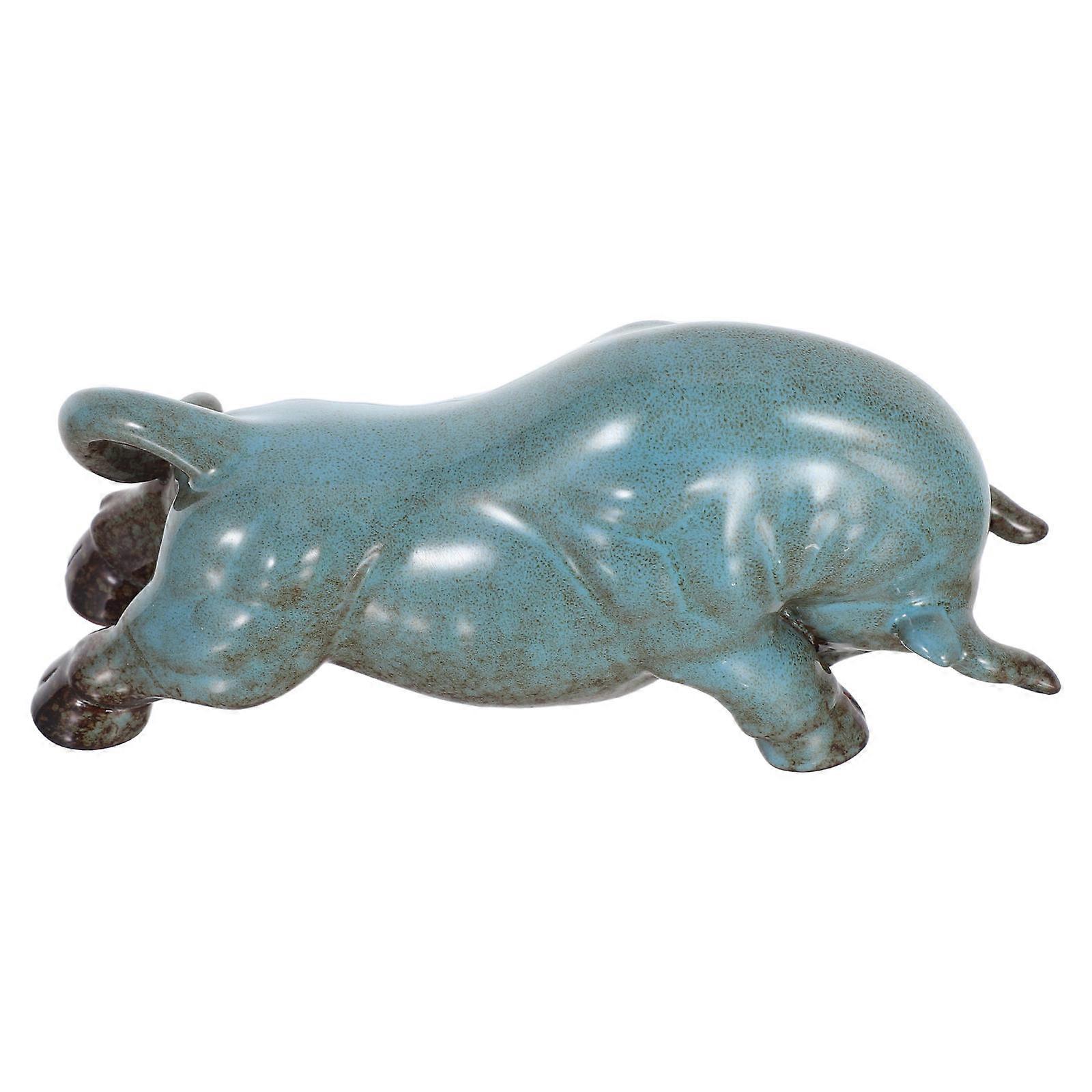 Ox Decoration Ceramic Tea Pet Figurine for Home Decor 3Pcs Pack