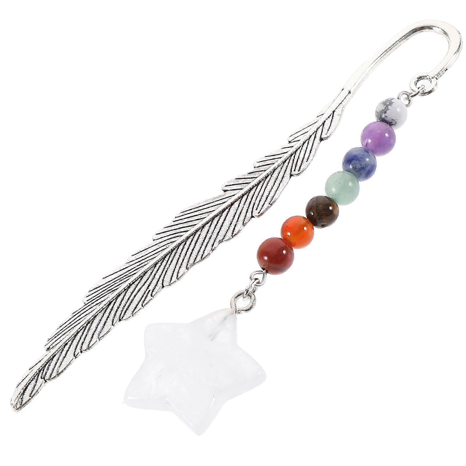 Decorative Plume Bookmark 2Pcs Crystal Pendant for Reading Use
