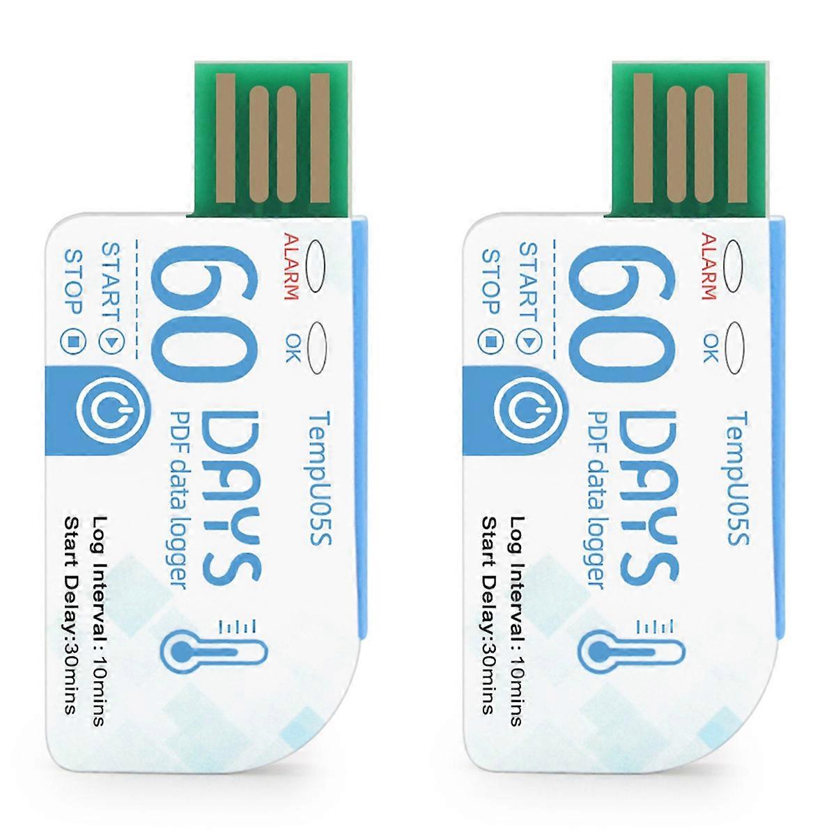 2Pcs TempU05s USB Temperature Data Logger 60 Day Single Use Temperature Analyzer PDF Report USB Temp