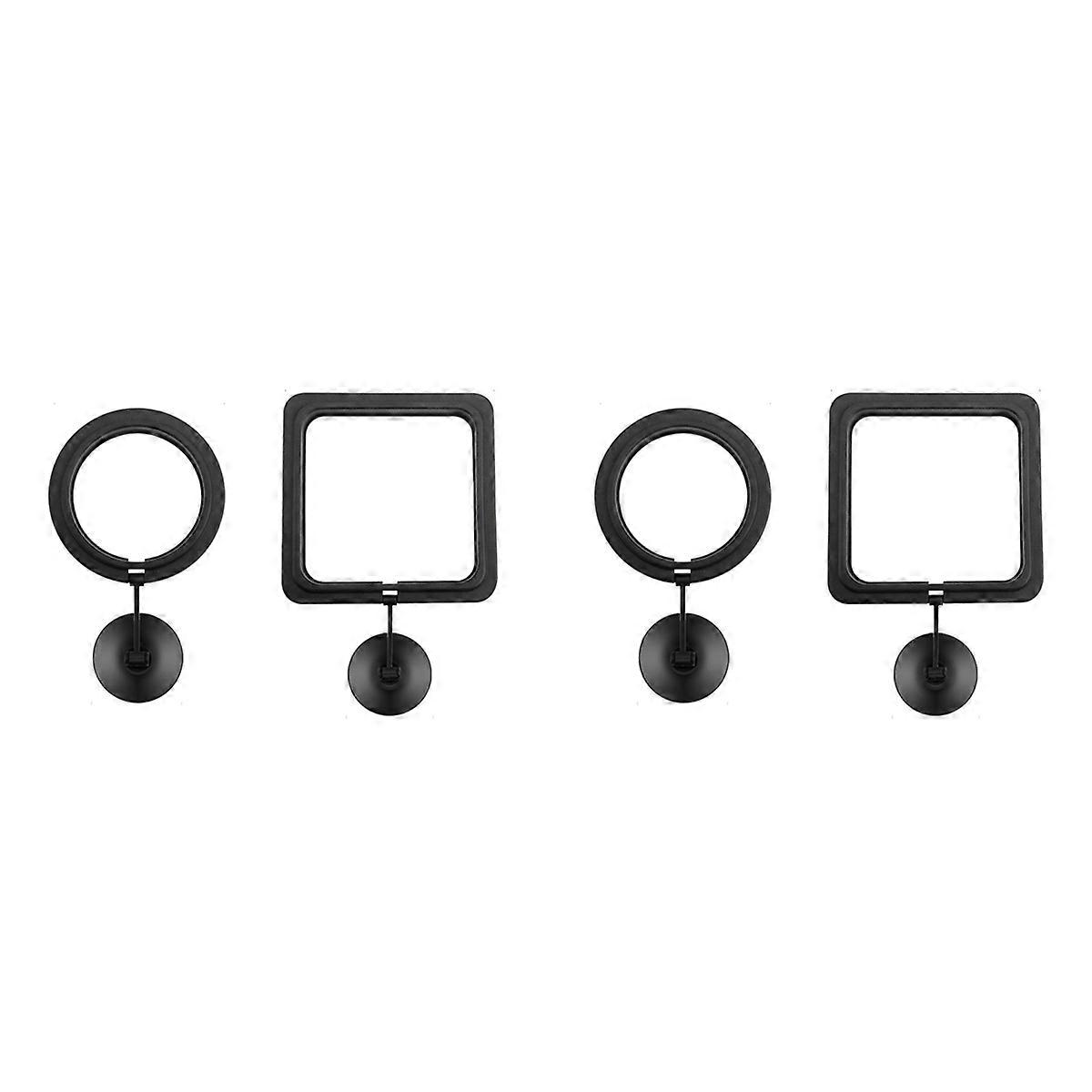 Fish Feeding Ring Floating Food Feeder Circle with Suction Cup Black