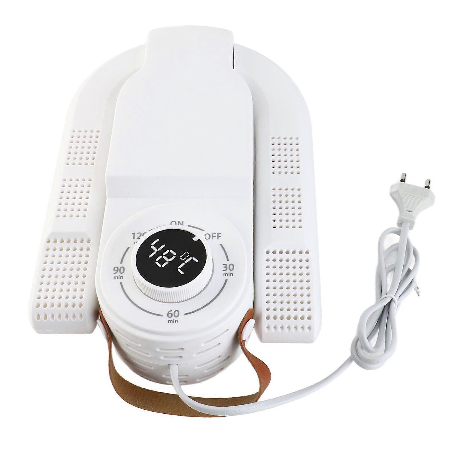 Electric Shoe Boot Dryer Smart Timer Constant Temperature Dehumidification Quick Drying Deodorizing 90 Degree Folding Quiet White EU Plug 220V