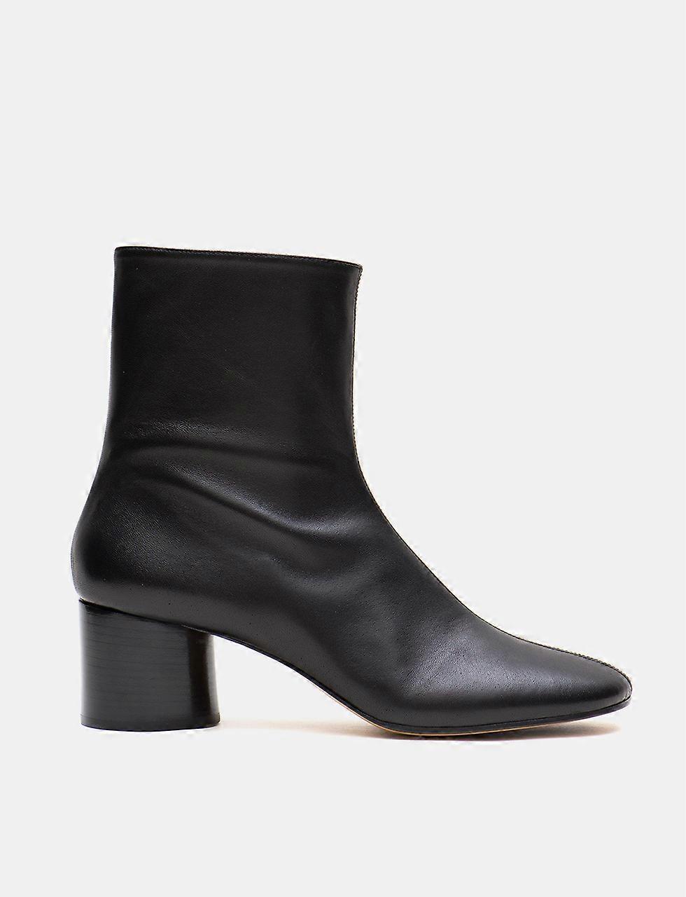 Via Della Paglia – Miranda Square Toe Ankle Boot with Heel inCalf Leather, Featuring Side Zip