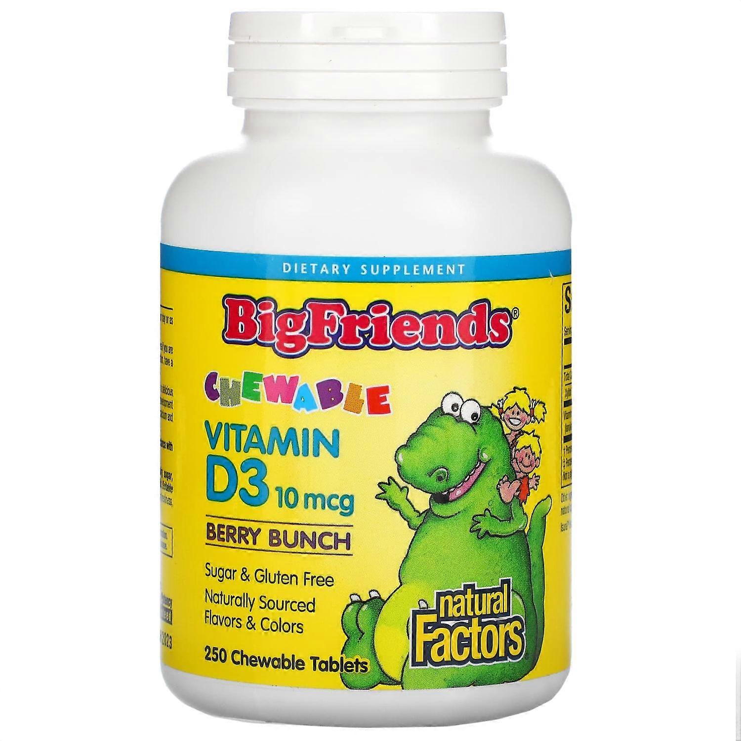 Natural Factors, Big Friends, Chewable Vitamin D3, Berry Bunch, 10 mcg, 250 Chewable Tablets