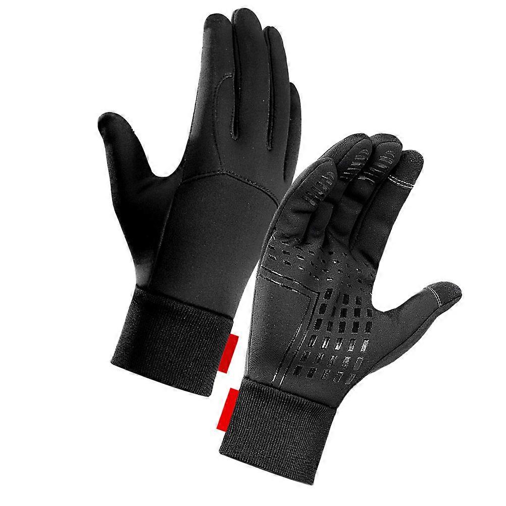 Winter Gloves Black Waterproof Touch Screen Gloves for Camping 1Pair