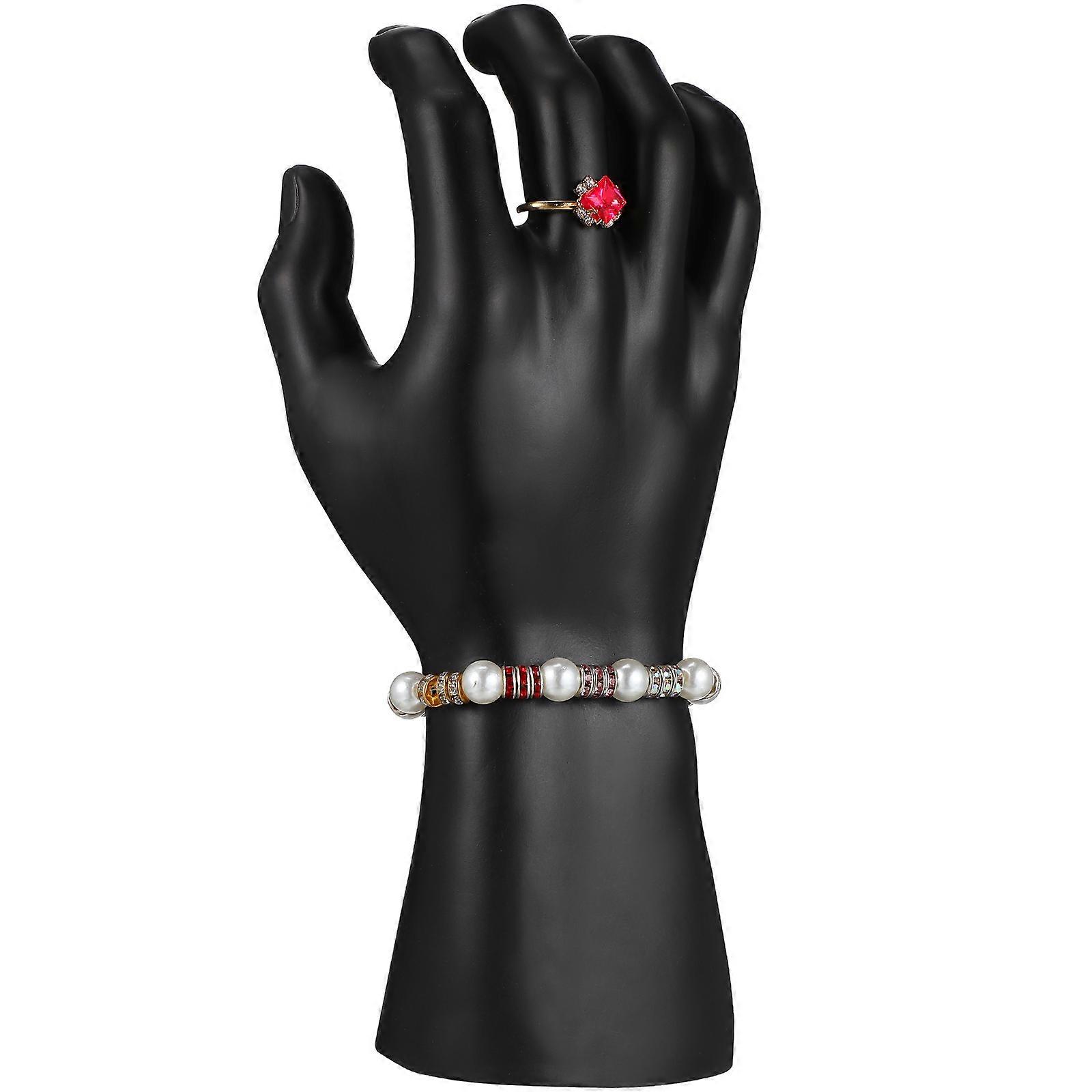 Hand Mannequin Display Stand for Ring and Gloves 5Pcs Black Plastic