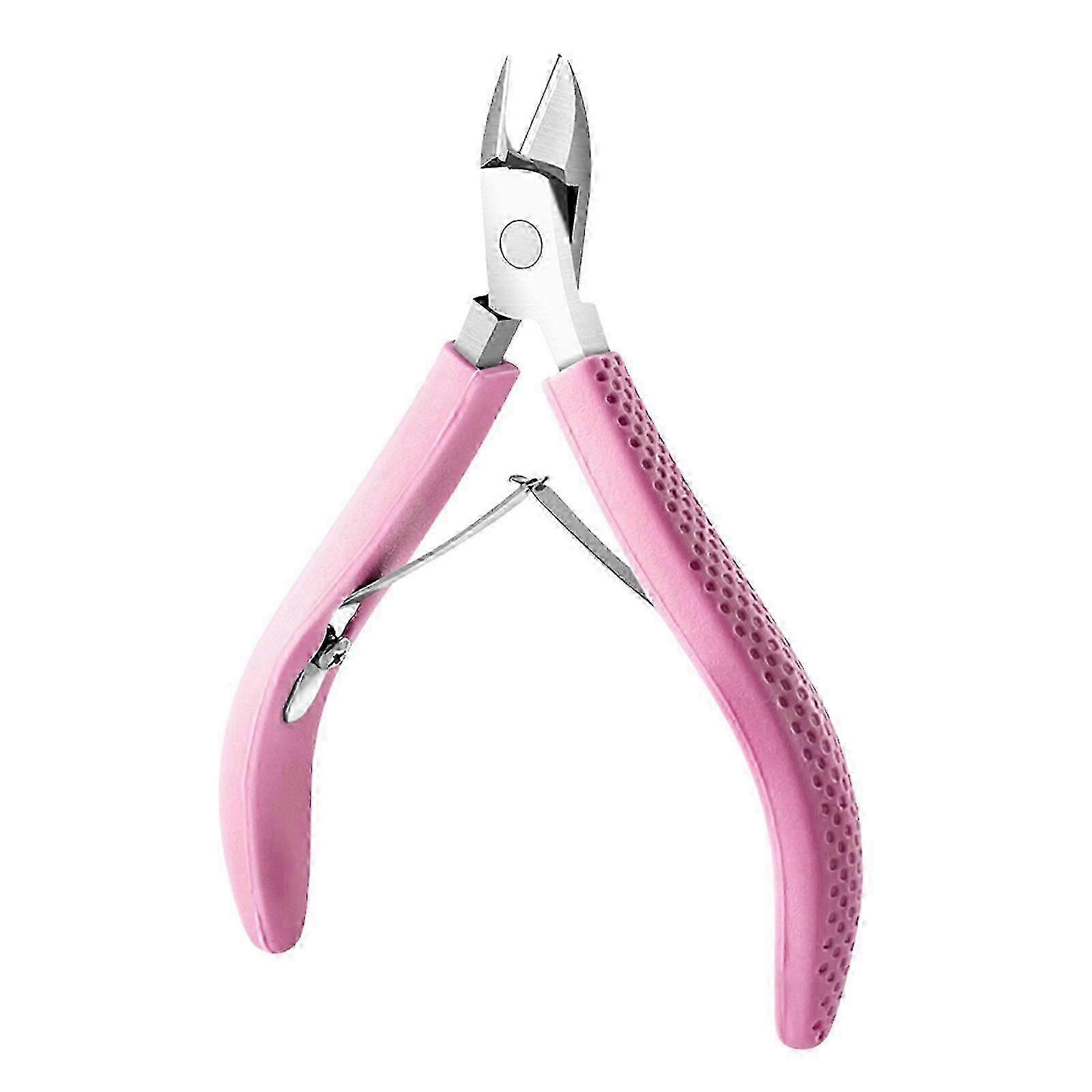 Practical Stainless Steel Cuticle Scissors With Rubber Handle Full Jaw Nail Clippers For Home And Salon Use rose red 26s