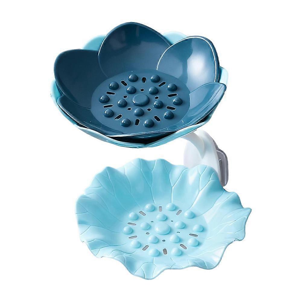 Soap Dish Flower Shape No Punching Wall Mounted Double Layer Drain