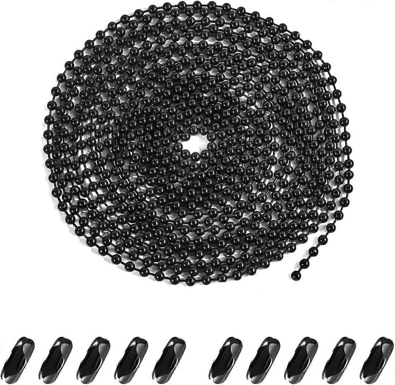 Black Ceiling Fan Pull Chain, 120" Extra Long Rust Proof 3mm Beaded Ball Light