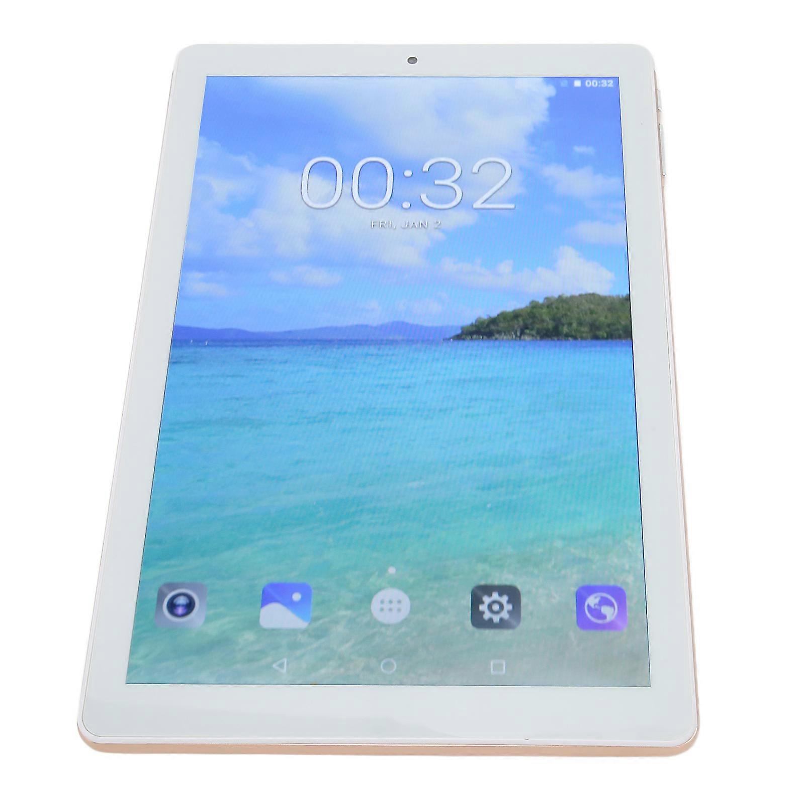 for Android 10 10.1 Inch Tablet 8 Core Processor 6G RAM 128G ROM 5G WiFi 4G Network Tablet Computer 100‑240V UK Plug Gold