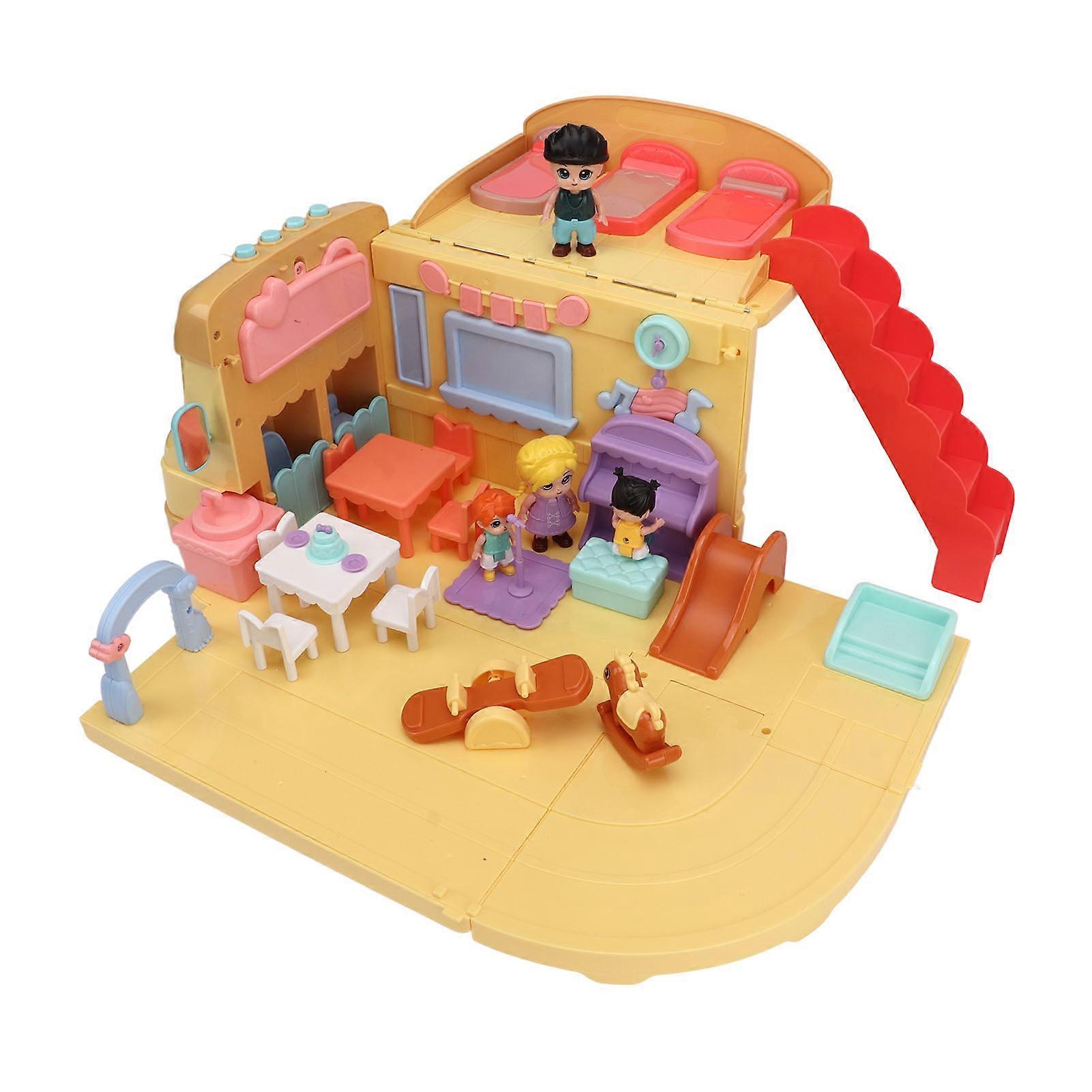 School Bus Toy Sliding Transform Music Storage School Bus Toy Set For Children Kids 