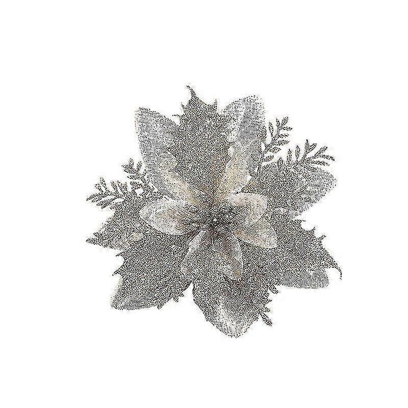 10/20pcs عيد الميلاد زهرة البونسيتة زهرة اصطناعية مع كليب عيد الميلاد ورأس السنة الجديدة حزب زخرفة الأزهار