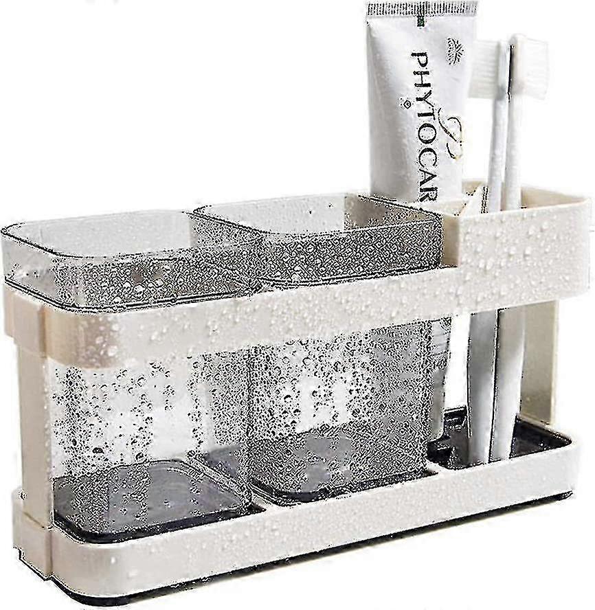 Multifunctional 4-slot Toothbrush Holder