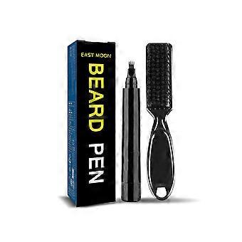 Dark brown beard filler pen (boxed) for men, waterproof beard brush, sideburn styling filler pen.
