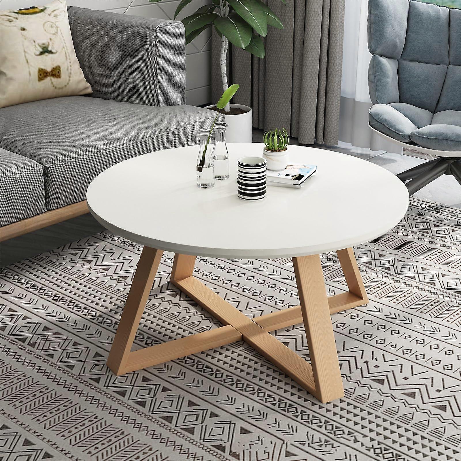 Modern White Nesting Coffee Tables Set Of 2 Round End Tables Stacking Tables Minimalist Design 80x80x45 Cm Easy Assembly