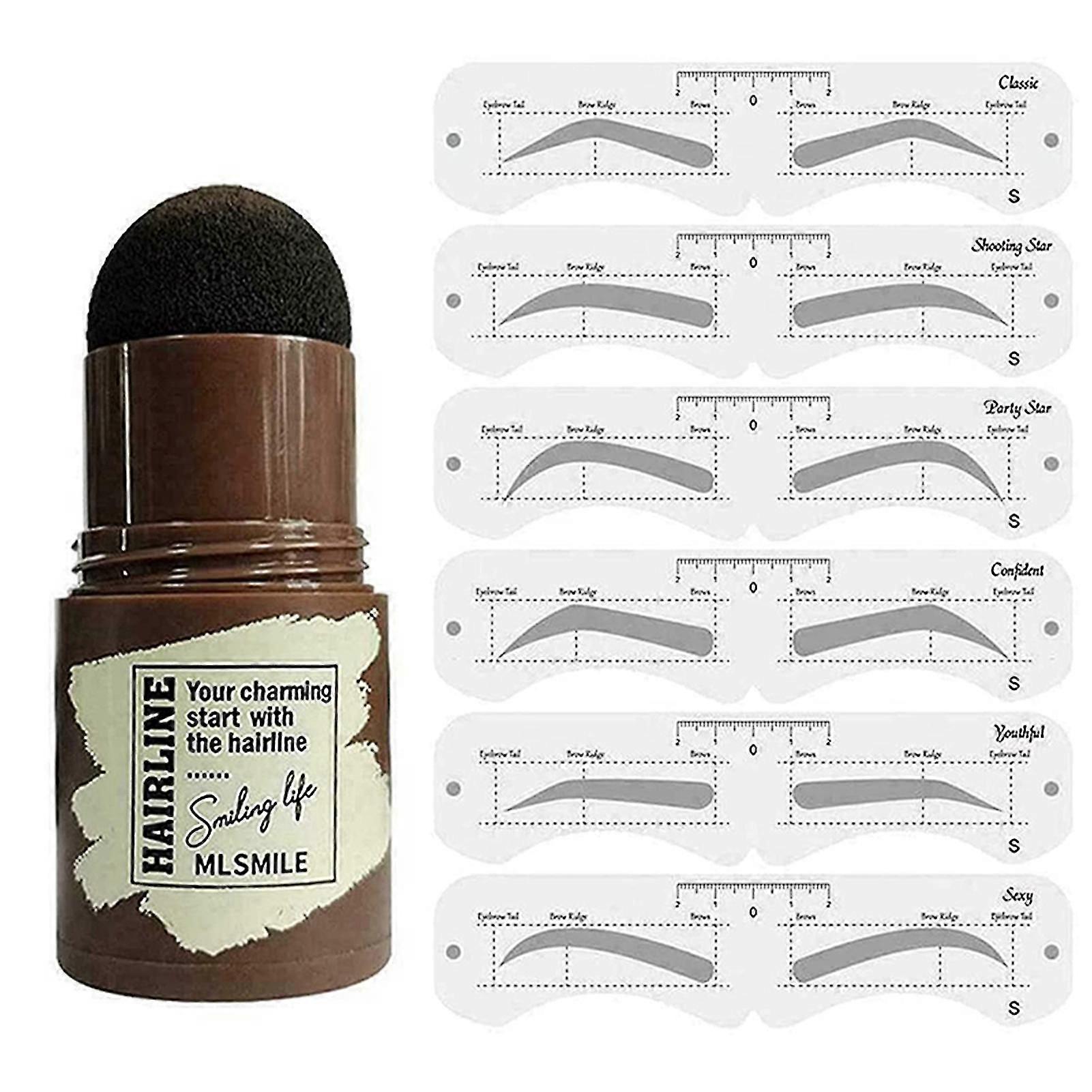 Eyebrow Stamp Shaping Kit Reusable Makeup Brow Powder Stencil Portable