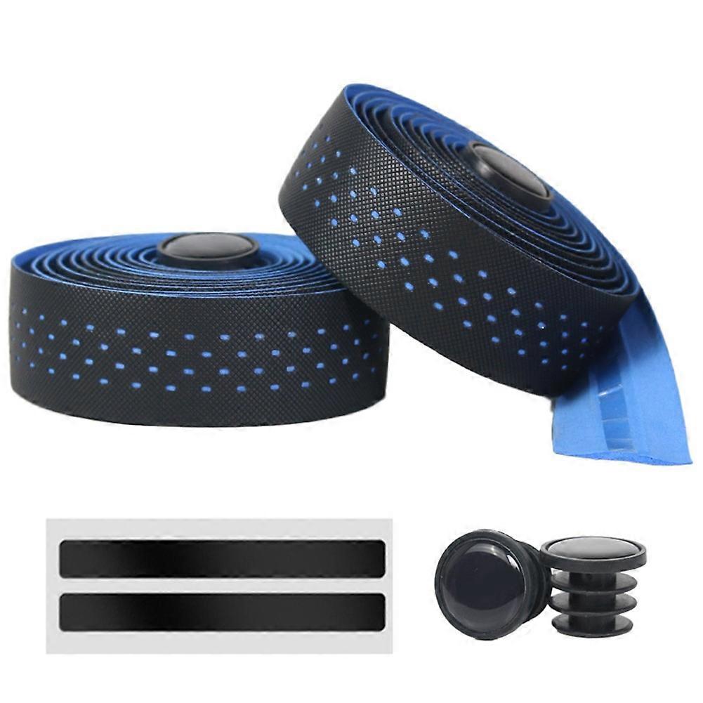 Road bike polka dot wrap handlebar strap PU perforated bicycle strap blue