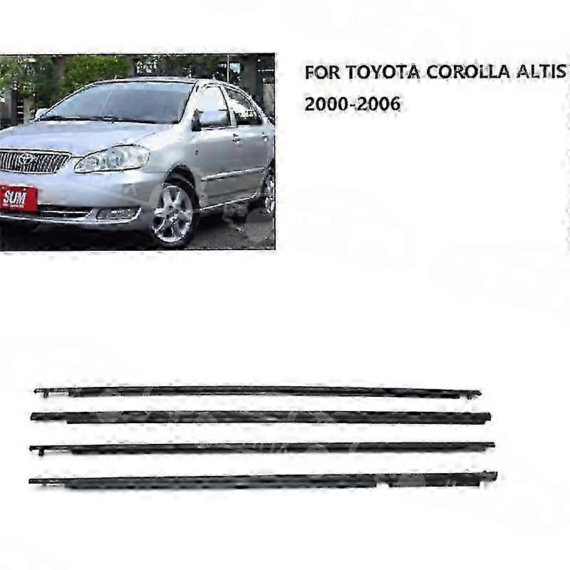 لتويوتا كورولا 2000-2006 4 قطع نافذة زجاجية شريط ضغط خارجي للماء مجموعة شريط أسود مقاوم للماء