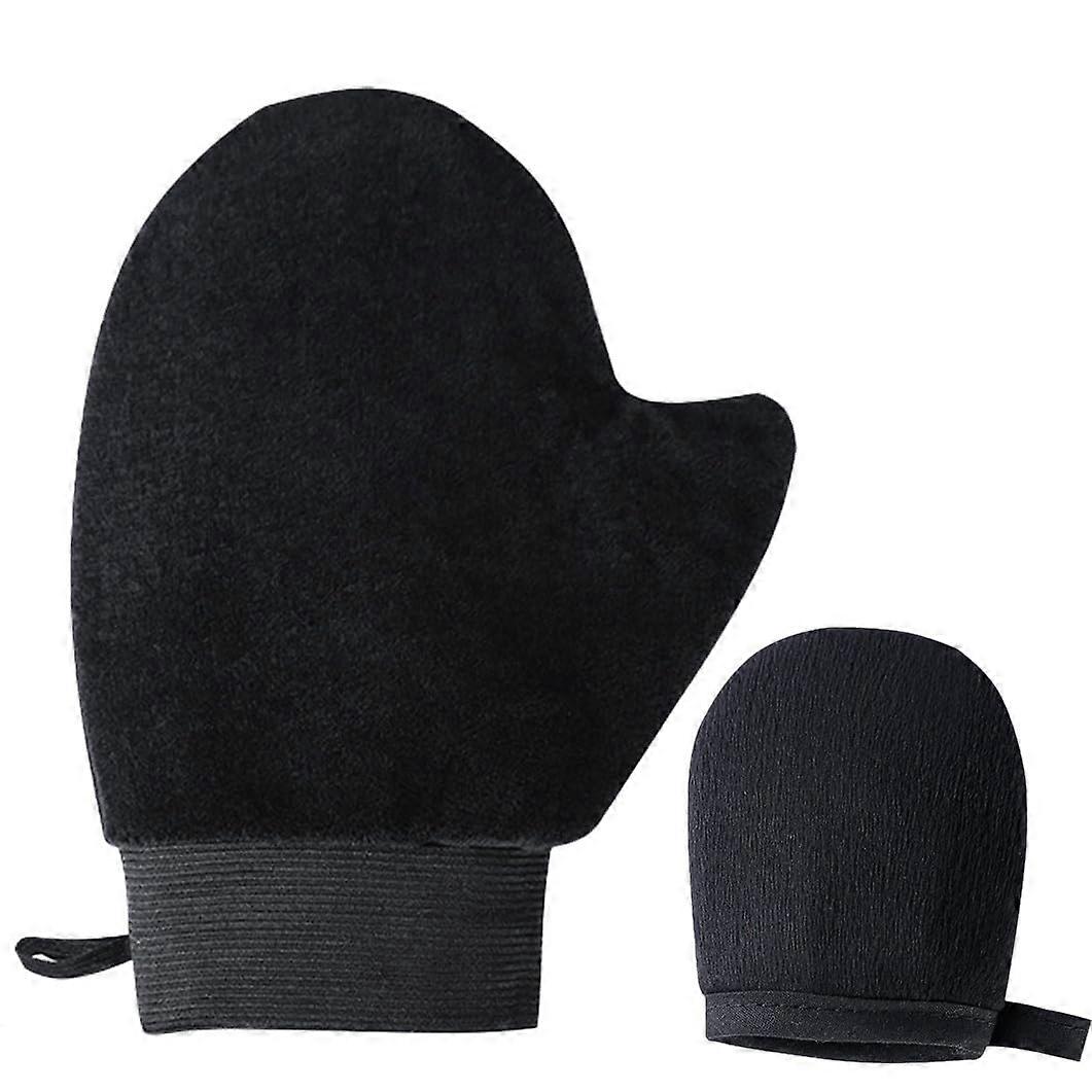 Tanning Mitt Set of 2 Ultra Soft with Thumb for Self Tanner Mousse Lotion Scrubs Body Wash Black